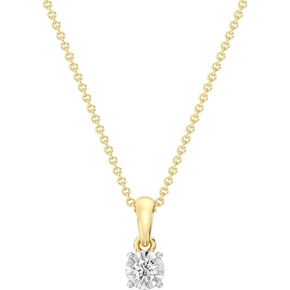 Lab Grown Diamond 0.75 Cttw Solitaire Pendant 18in 14KT Gold-Plated Sterling NWT - Picture 2 of 9